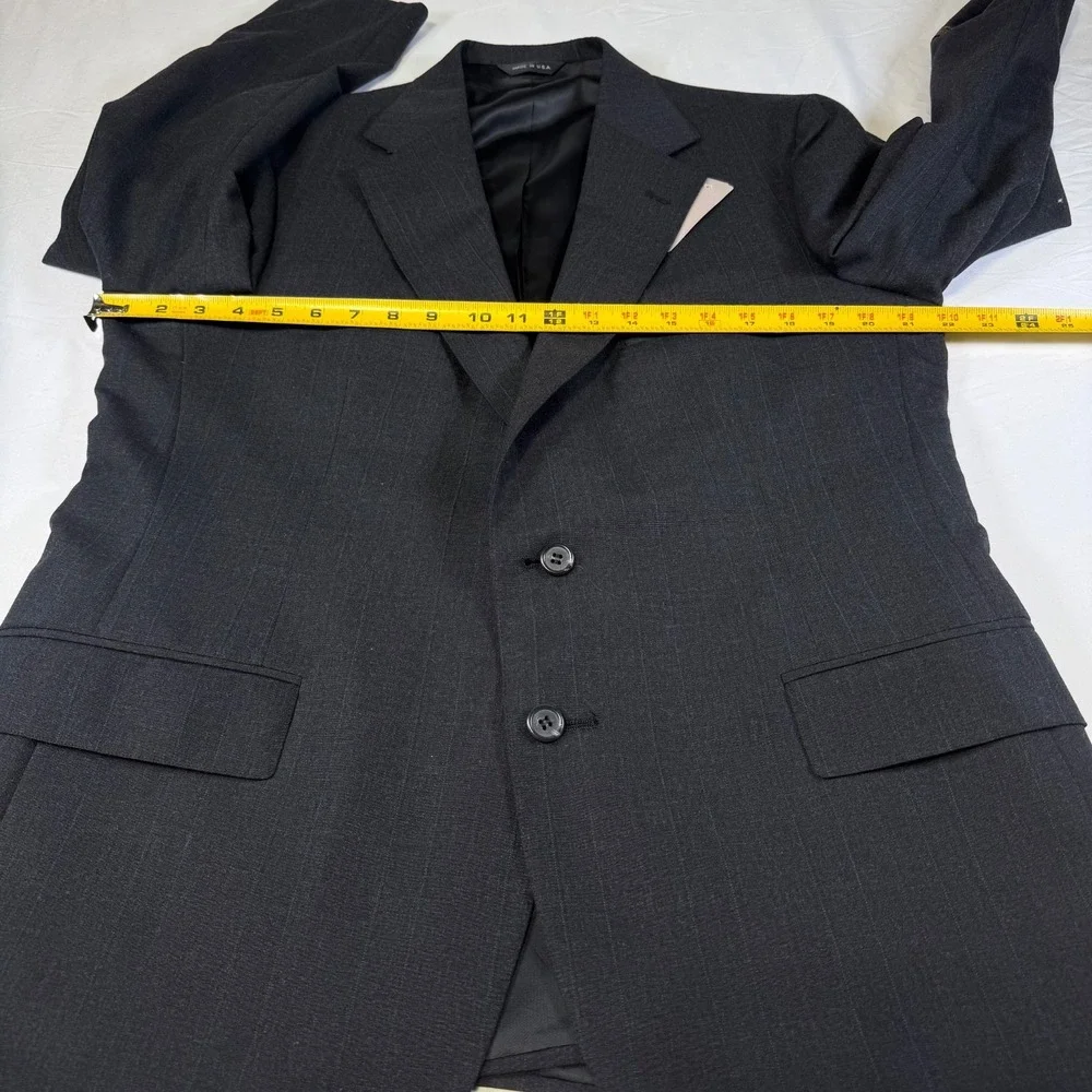 Polo University Club Ralph‎ Lauren Mens Wool Pinstripe Suit Charcoal Grey USA
